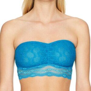 b.tempt'd by Wacoal Peacock Blue Lace‎ Kiss Bandeau Strapless Bra Women's XS NEW